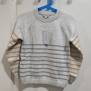 MORI Kids Striped Sweater - White, Gray, and Gold